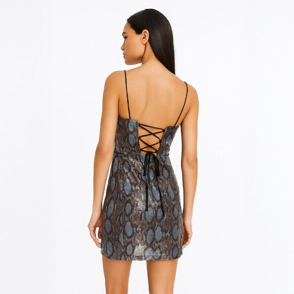 A287 โข Midnight Mirage Sequin Mini Dress - Picture 2 of 4